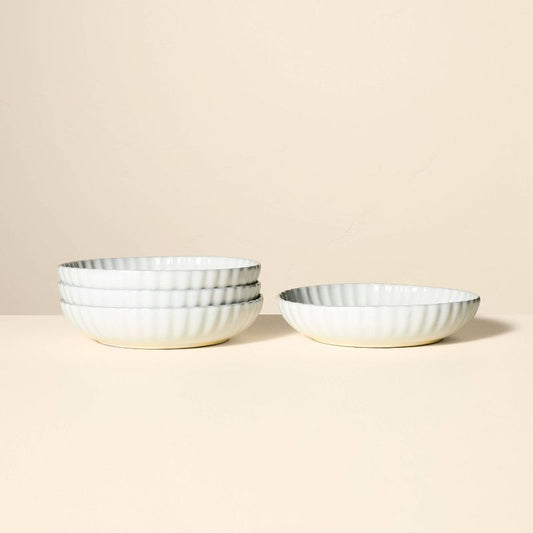 4pk 25oz Scalloped Edge Stoneware Pasta/grain Bowl Cream - Hearth & Hand™ With Magnolia: Farmhouse Kitchen Dining Set : Target