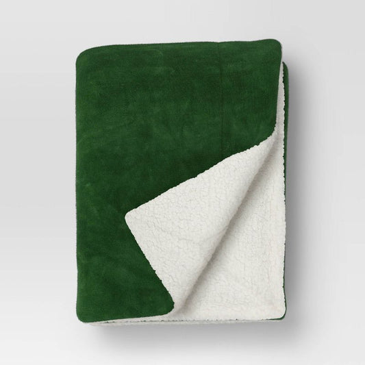 50"x60" Plush Throw Blanket Faux Shearling Reverse Green - Threshold™ : Target