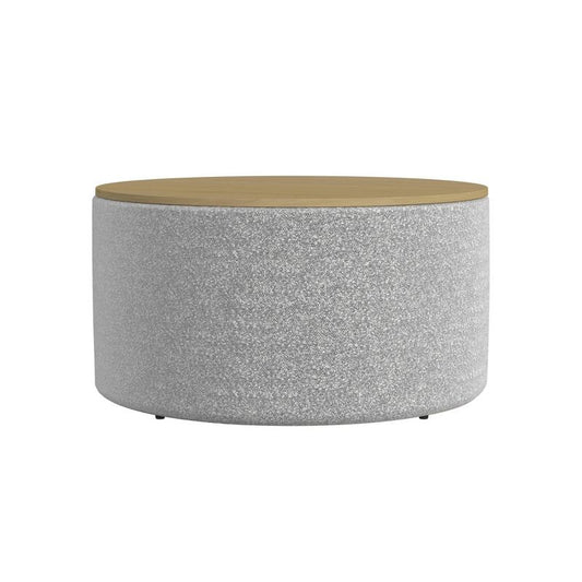 Wood Top Storage Ottoman White Boucle - Homepop: Upholstered Round With Polyester Fabric, Hardwood Frame : Target