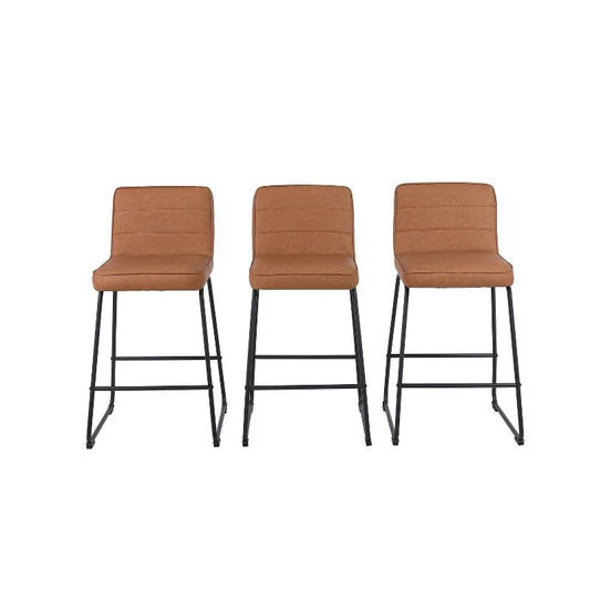 Home 2 Office 3pk Lakeview Metal Barstools Camel: Upholstered Faux Leather, 26" Fixed Height, Set Of 3 : Target