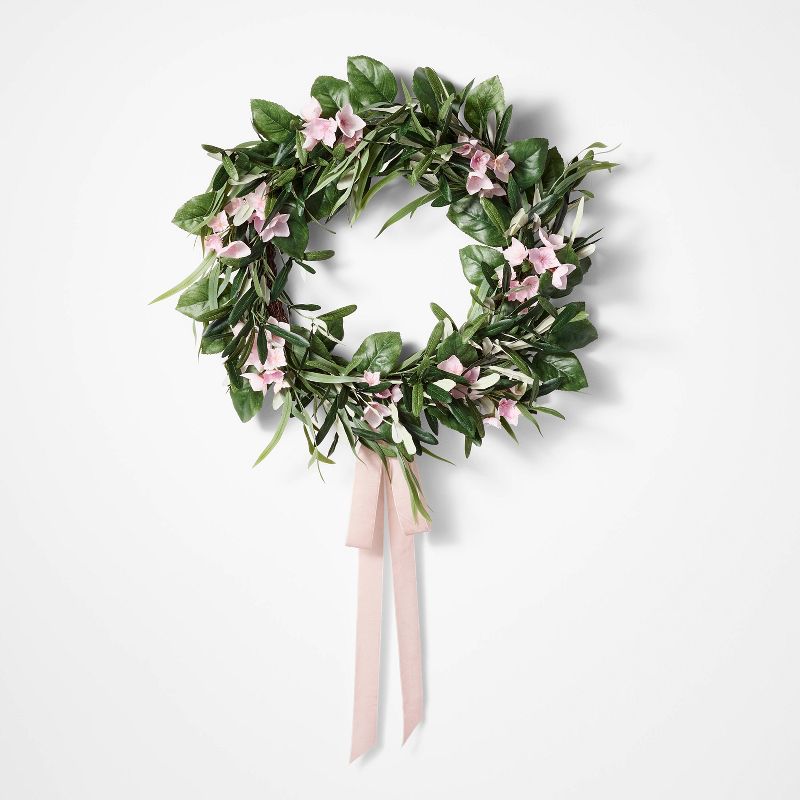 Floral Wreath with Ribbon Purple - Threshold designed with Studio McGee