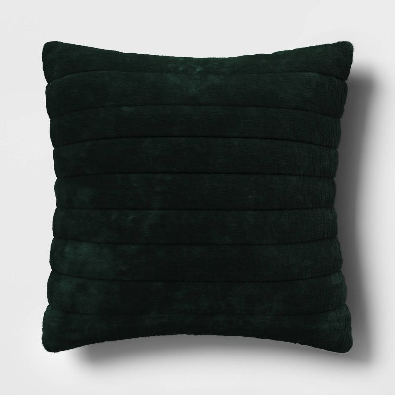 Oversized Channel Faux Fur Square Throw Pillow Dark Green - Threshold™ : Target