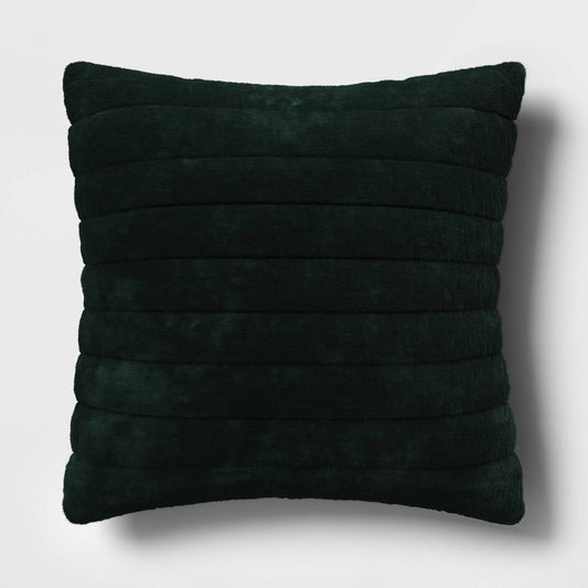 Oversized Channel Faux Fur Square Throw Pillow Dark Green - Threshold™ : Target