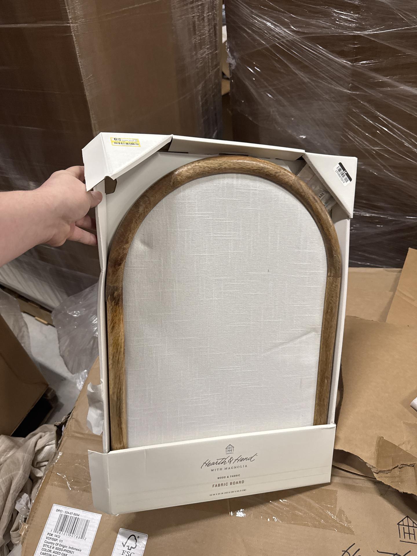 Arched 16"x24" Wood Framed Fabric Bulletin Board - Hearth & Hand with Magnolia