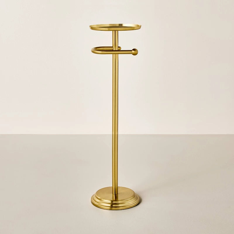 26" Brass Toilet Paper Stand Brushed Finish - Hearth & Hand with Magnolia