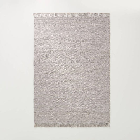 5'x7' Bleached Jute Fringe Area Rug Gray - Hearth & Hand with Magnolia