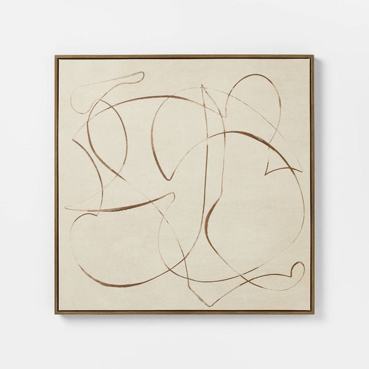 30"x30" Line Abstract Framed Canvas Wall Art - Threshold designed with Studio McGee
