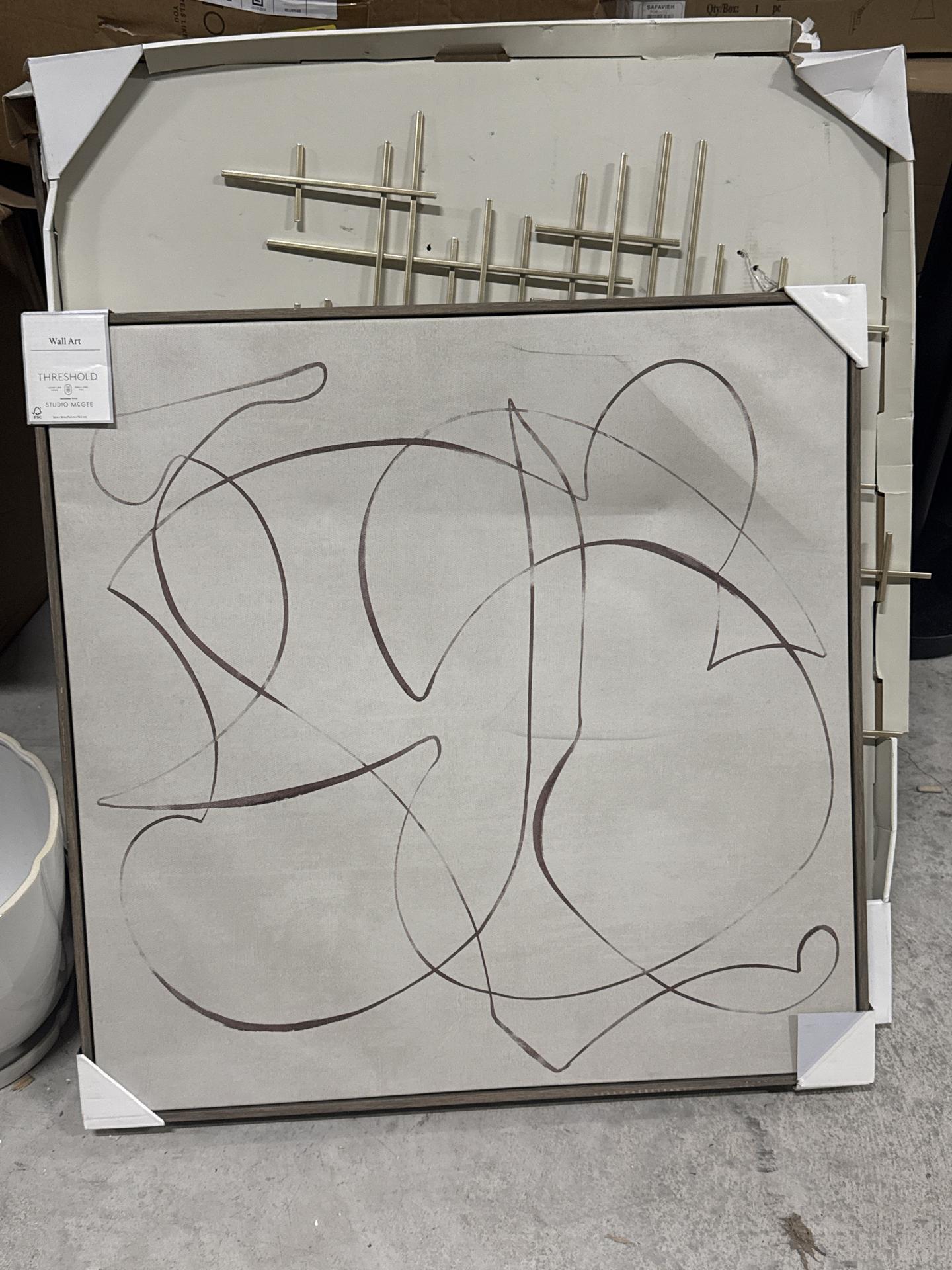 30"x30" Line Abstract Framed Canvas Wall Art - Threshold designed with Studio McGee