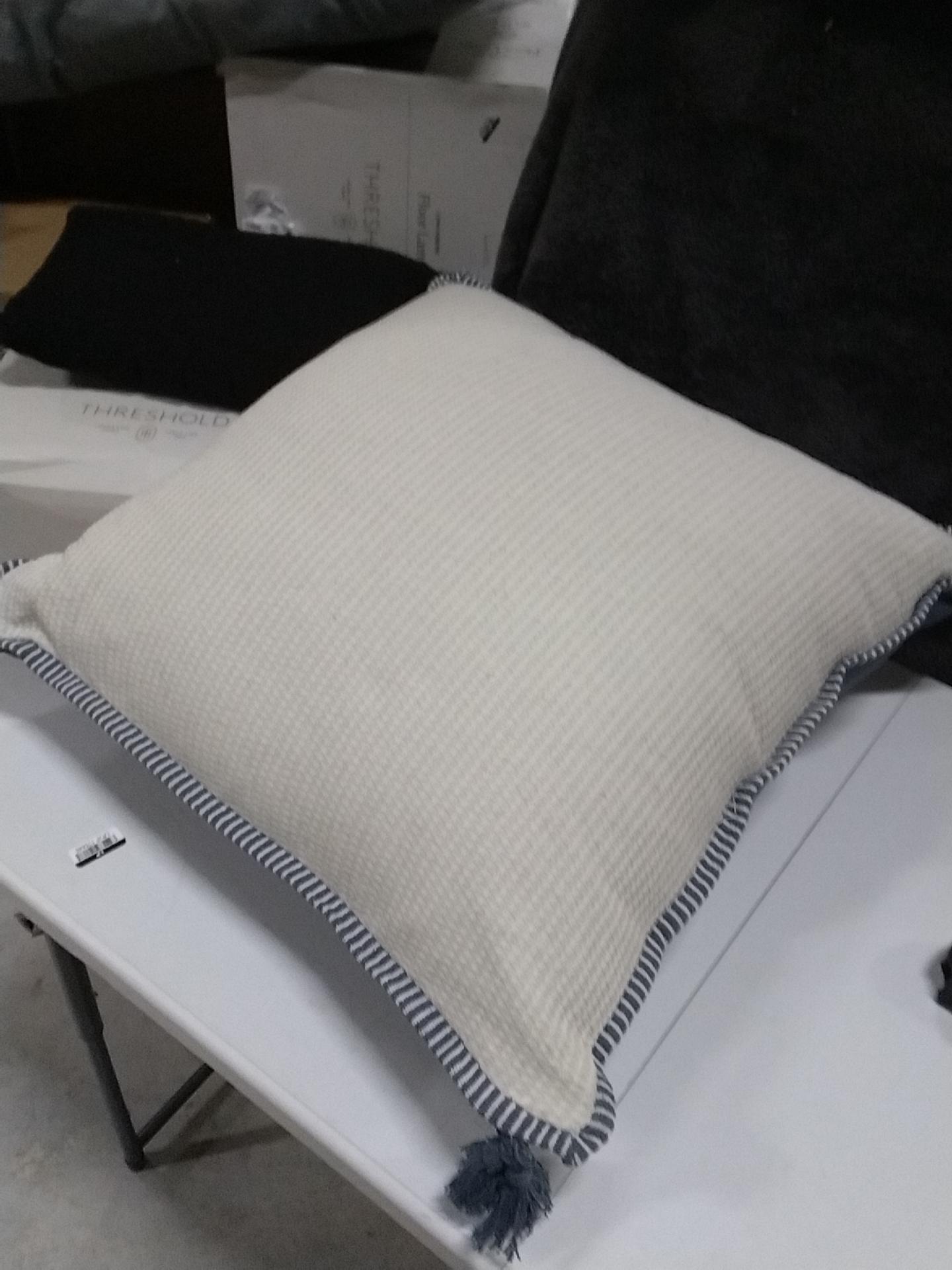 Oversized Square Cotton Linen Texture with Tassel Cream or Blue - Threshold Design with Studio McGee
