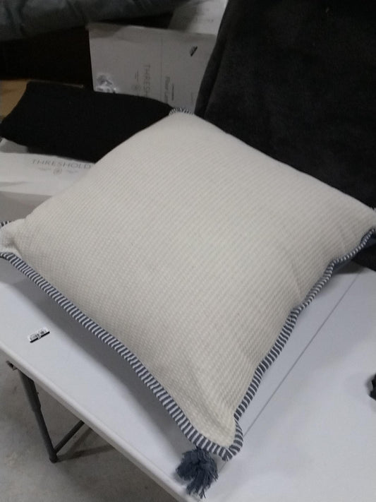 Oversized Square Cotton Linen Texture with Tassel Cream or Blue - Threshold Design with Studio McGee