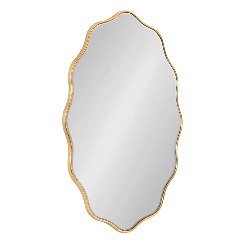 Kate & Laurel All Things Decor 24"x34" Viona Oval Scalloped Mirror Gold: Luxury Glam Style, No Assembly, Wall Mounted