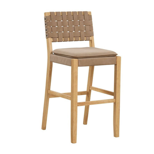 Nathan James Cohen Sear Counter Height Barstool: Rubberwood Frame, Faux Leather Seat, 300 lbs Limit