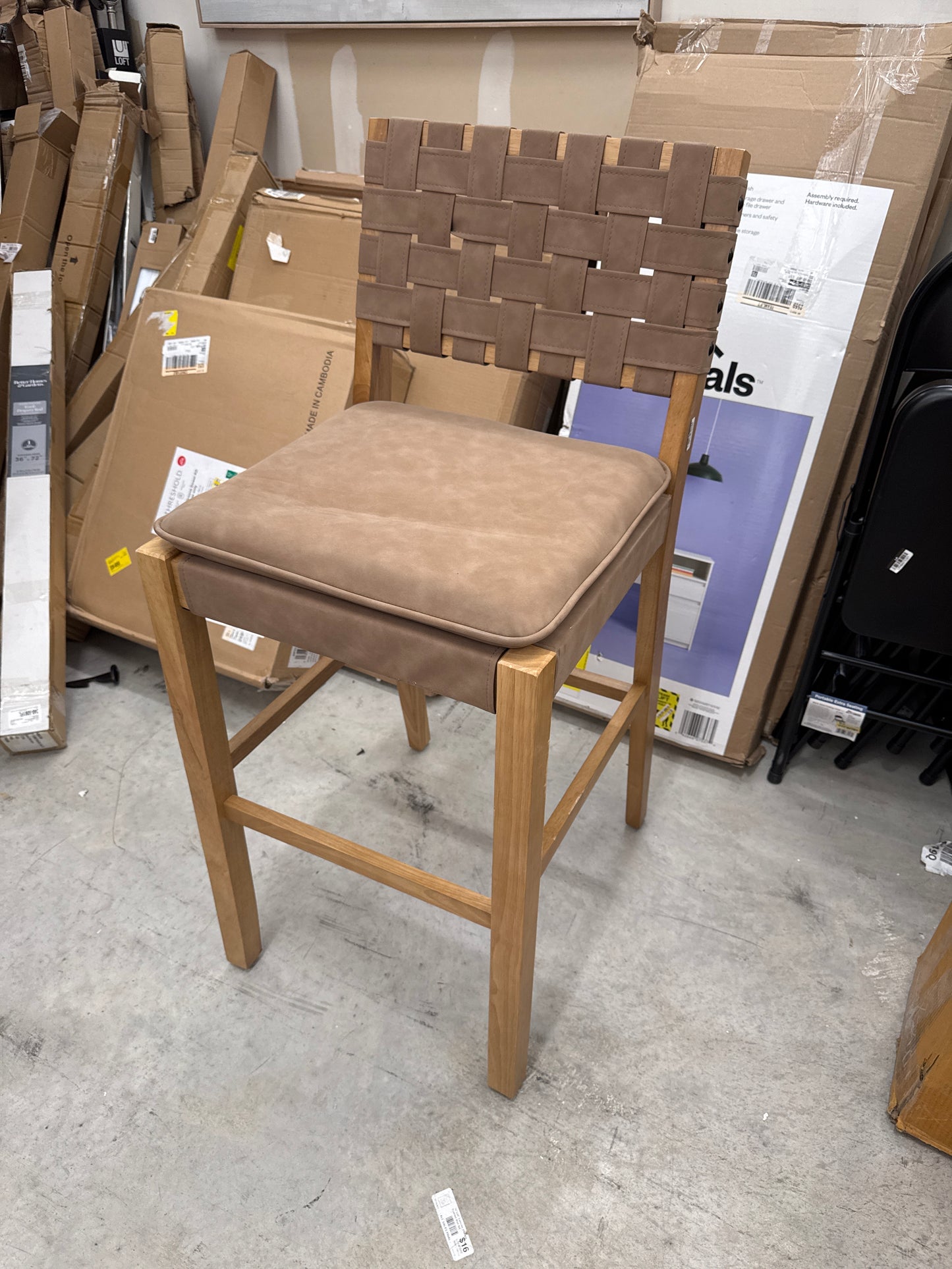 Nathan James Cohen Sear Counter Height Barstool: Rubberwood Frame, Faux Leather Seat, 300 lbs Limit