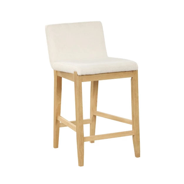 Nathan James Gracie Counter Height Barstool: Solid Wood, Linen Upholstery, 300 lbs Capacity