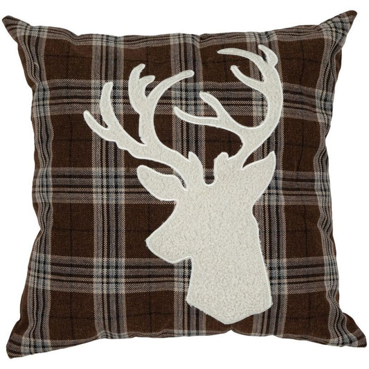 Northlight 16.5" Brown Plaid Stag Christmas Throw Pillow : Target