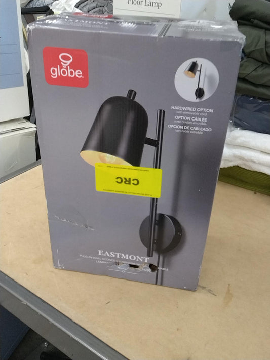 Globe Electric 1-Light Plug-In or Hardwire Matte Black Wall Sconce with Pivoting Shade: ETL Listed, Iron Body, 60W