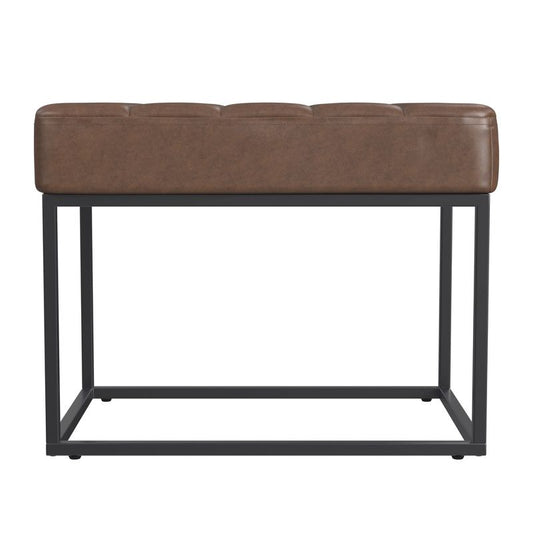 Homepop Theodore Small Ottoman Faux Leather Brown : Target