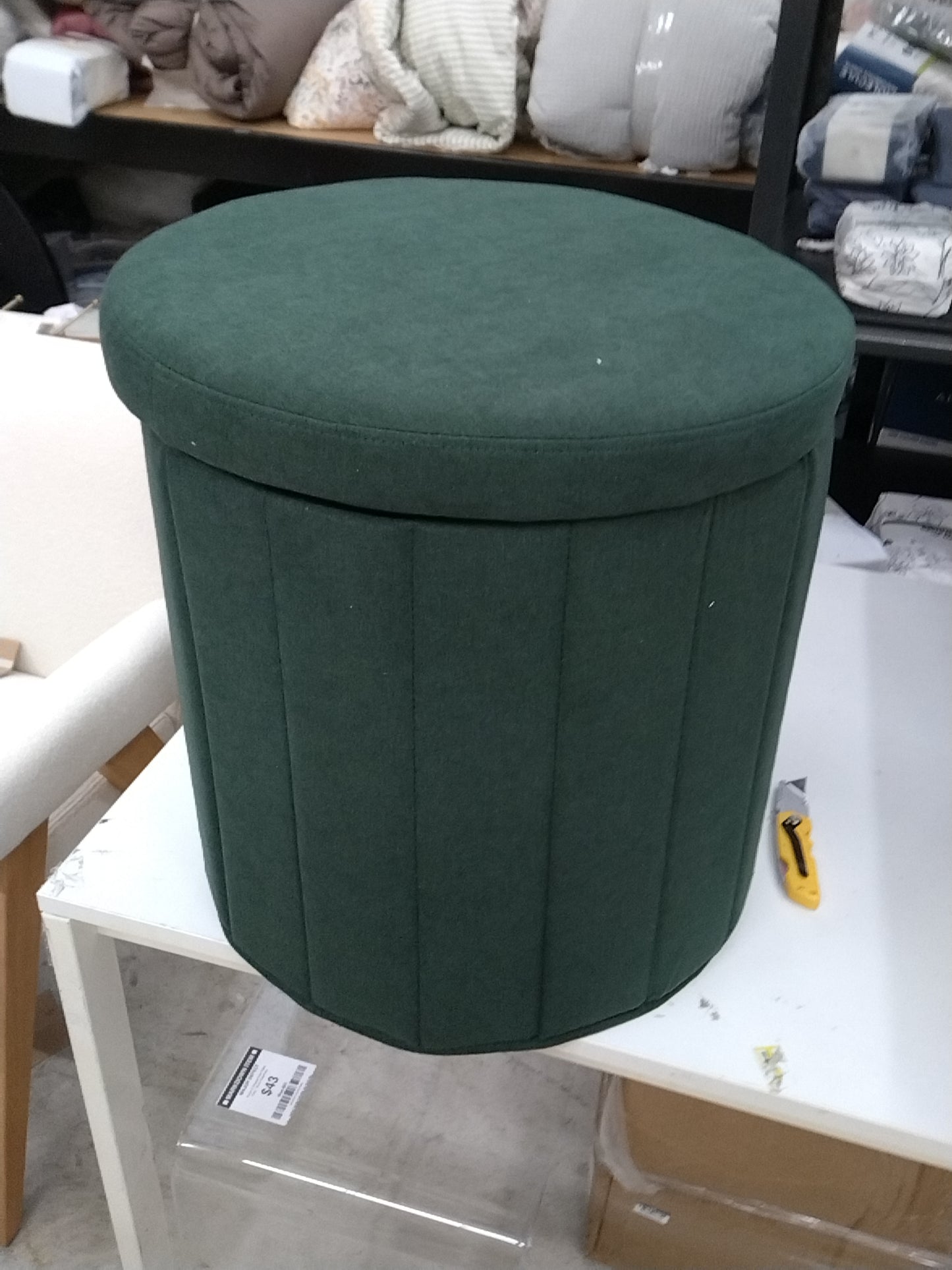 Folding Round Storage Ottoman Green - Room Essentials