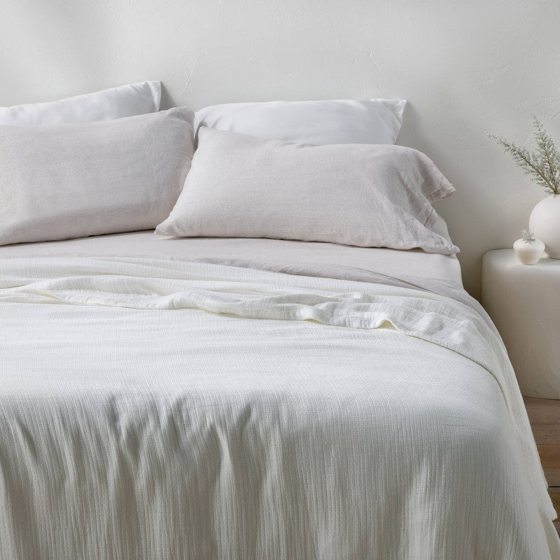 Full/Queen Rayon from Bamboo Matelasse Blanket White - Casaluna
