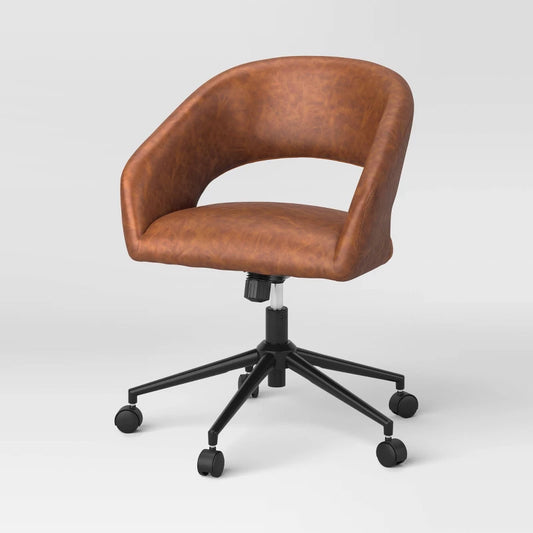 Rolling Swivel Barrel Back Office Chair Walnut Brown - Room Essentials