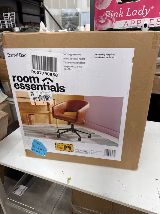 Rolling Swivel Barrel Back Office Chair Walnut Brown - Room Essentials