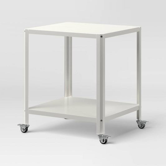 Metal Accent Rolling End Table Chalk White - Room Essentials