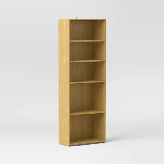 5 Shelf Dorm Bookcase Natural Wood - Room Essentials