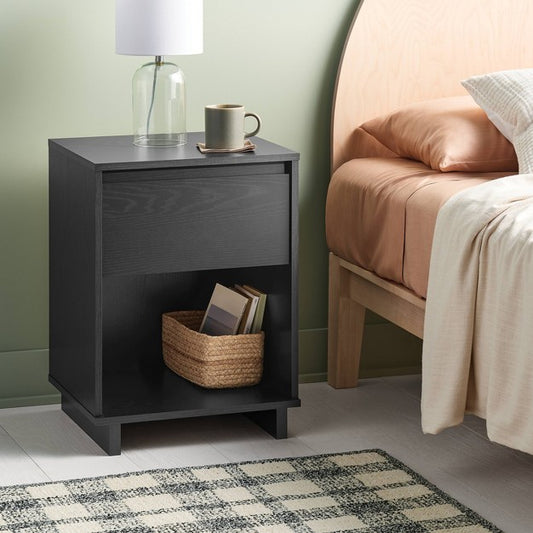 Modern Nightstand with Storage Drawer Black - Room Essentials