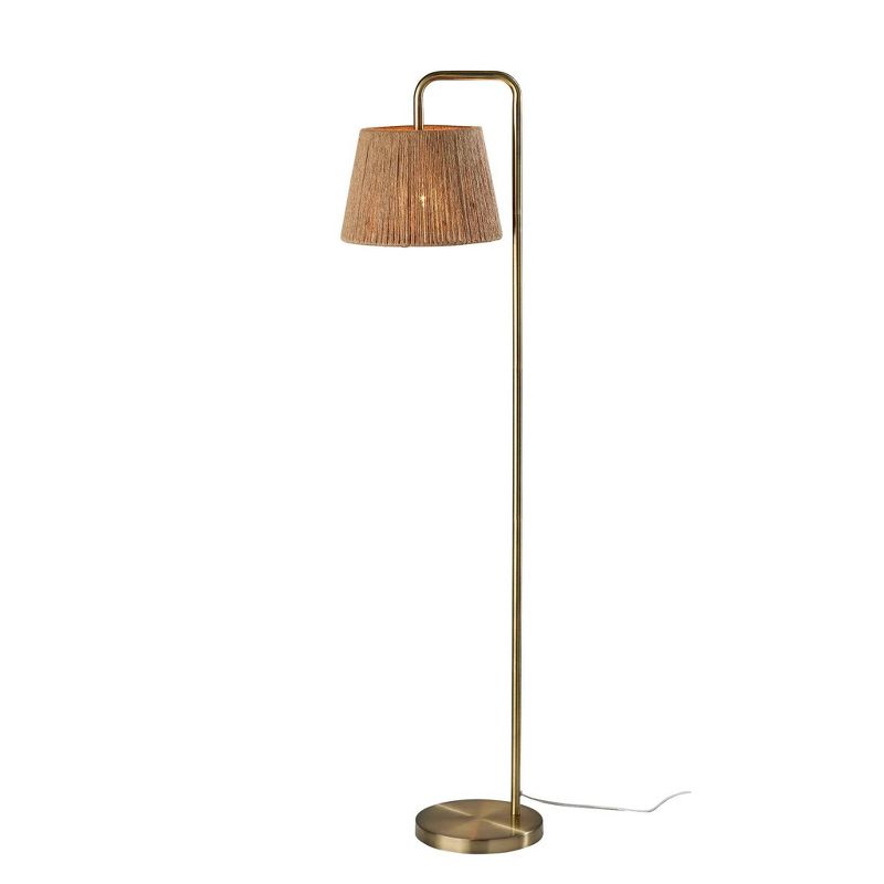 Adesso Tahoma Floor Lamp Antique Brass: Rustic Charm, 59" Tall, Light Brown Rope Shade, Ul Listed : Target