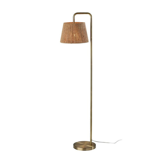 Adesso Tahoma Floor Lamp Antique Brass: Rustic Charm, 59" Tall, Light Brown Rope Shade, Ul Listed : Target