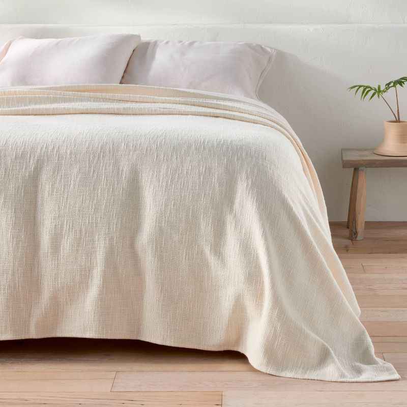 Full/Queen Cotton Slub Blanket Natural - Casaluna