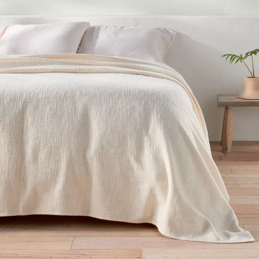 King Cotton Slub Blanket Natural - Casaluna