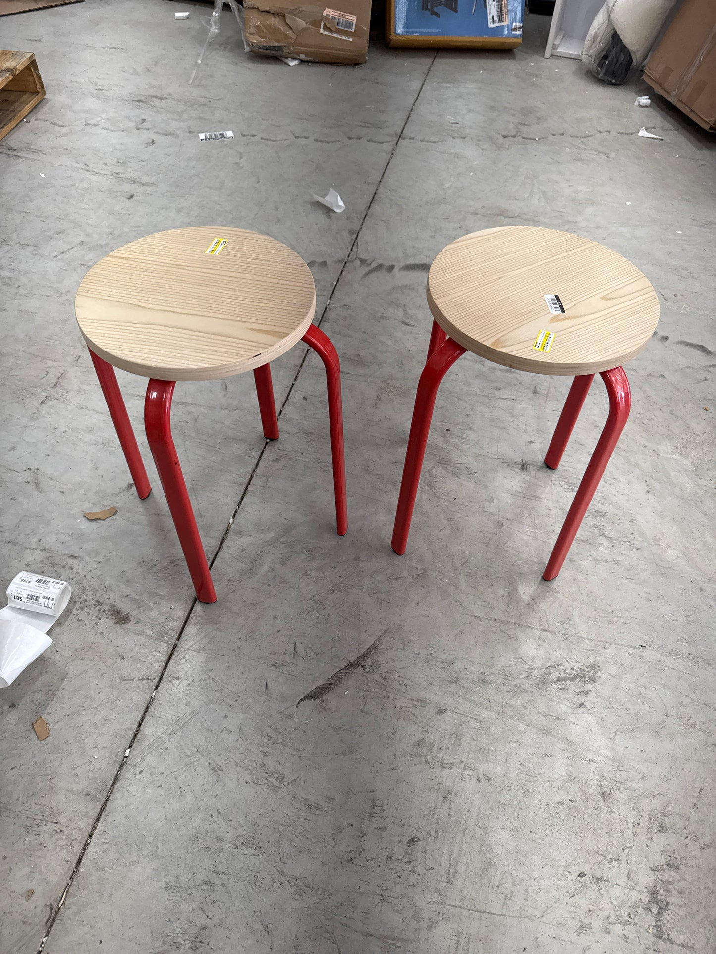 Set of 2 Plywood with Metal Base Stacking Stool Red - Room Essentials