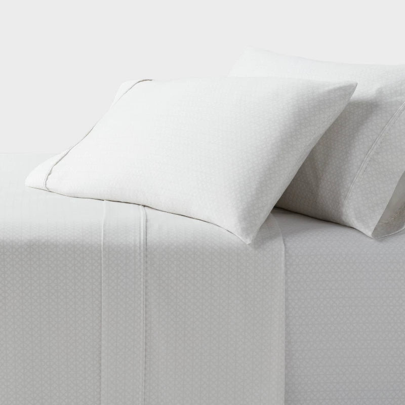 Full 400 Thread Count Performance Sheet Set Light Gray Geo - Threshold