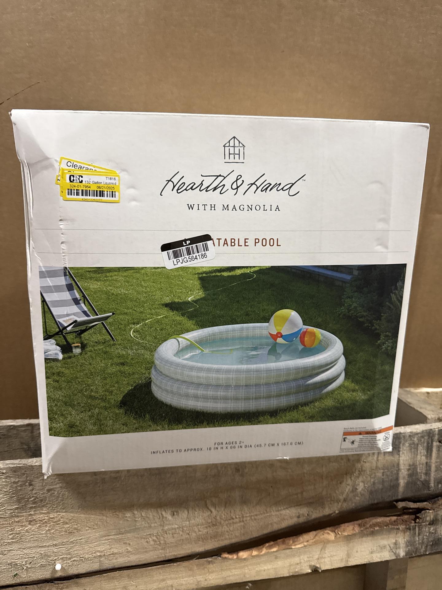 132 Gallon Layered Plaid Inflatable Kiddie Pool Green/Blue - Hearth & Hand with Magnolia