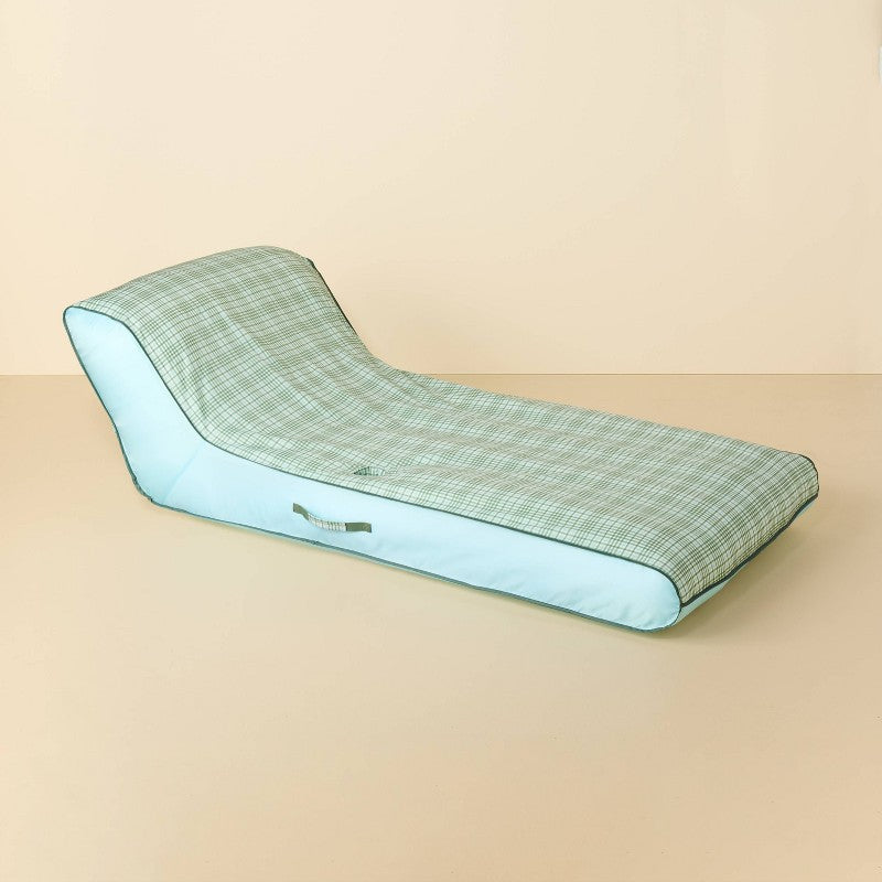 Layered Plaid Inflatable Pool Lounger Green/Blue - Hearth & Hand with Magnolia
