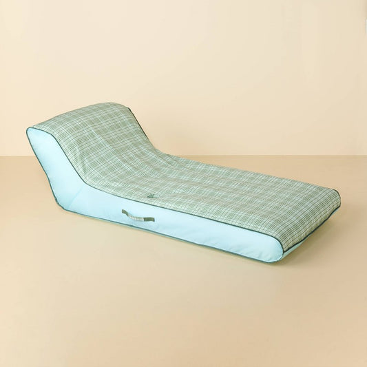 Layered Plaid Inflatable Pool Lounger Green/Blue - Hearth & Hand with Magnolia