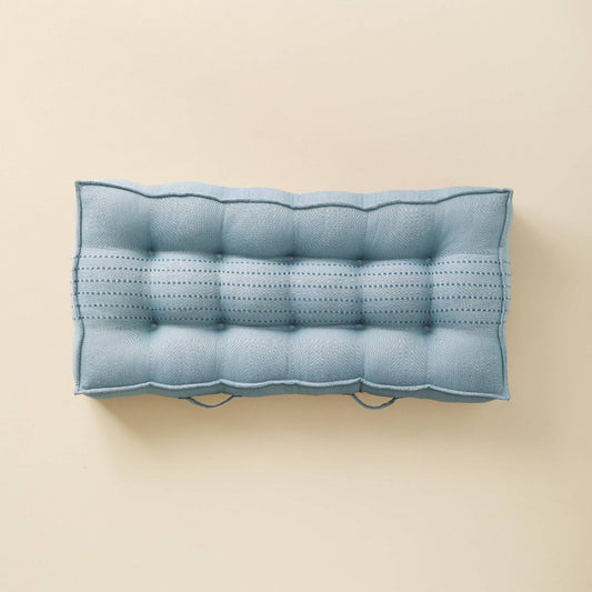 52"x24"x6" Rib Stripe Woven Chambray French-Style Indoor/Outdoor Floor Cushion Blue - Hearth & Hand with Magnolia