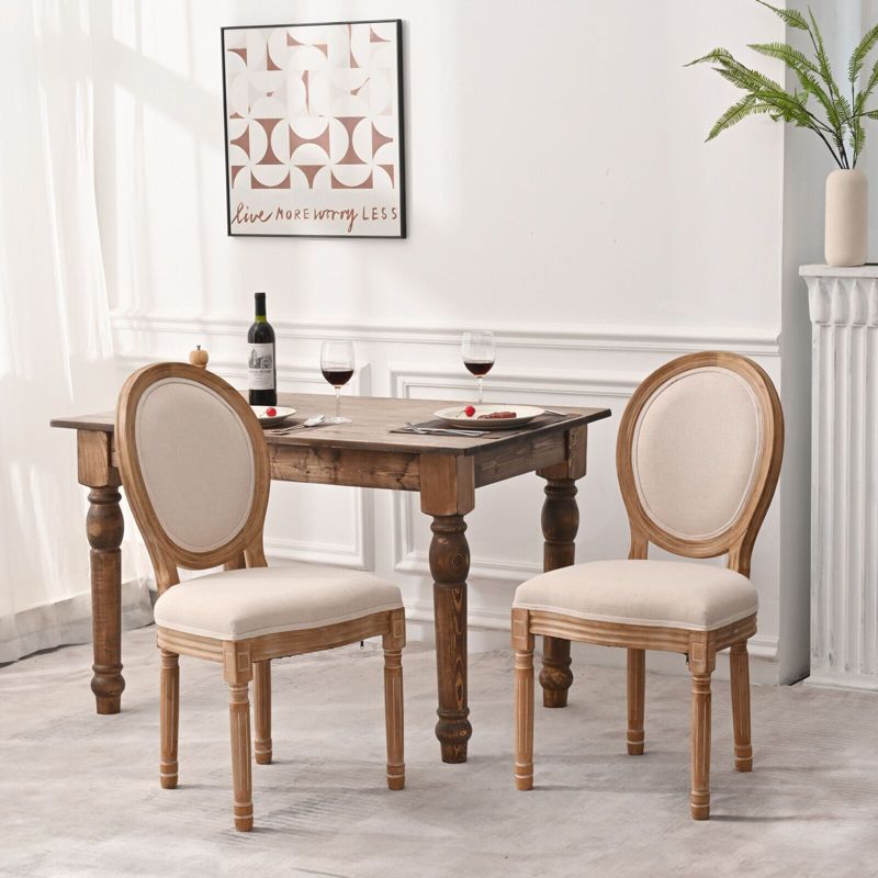 Set Of 2 French Country Linen Upholstered Dining Chair With Solid Wood Legs, Cream, 4l-modernluxe : Target