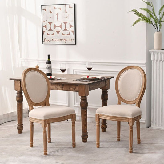 Set Of 2 French Country Linen Upholstered Dining Chair With Solid Wood Legs, Cream, 4l-modernluxe : Target