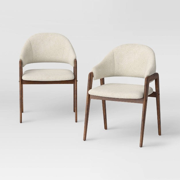 2pk Ingleside Open Back Upholstered Wood Frame Dining Chair Beige - Threshold