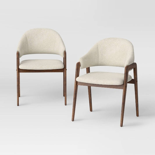 2pk Ingleside Open Back Upholstered Wood Frame Dining Chair Beige - Threshold