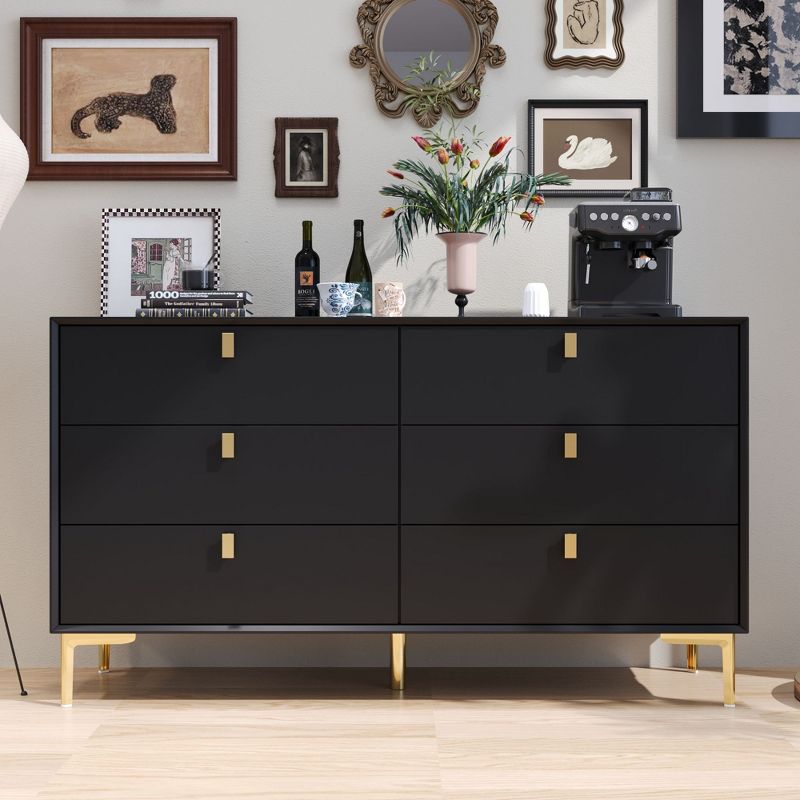Famapy Black 6 Drawers Storage Dresser Modern Chest Of Drawer : Target