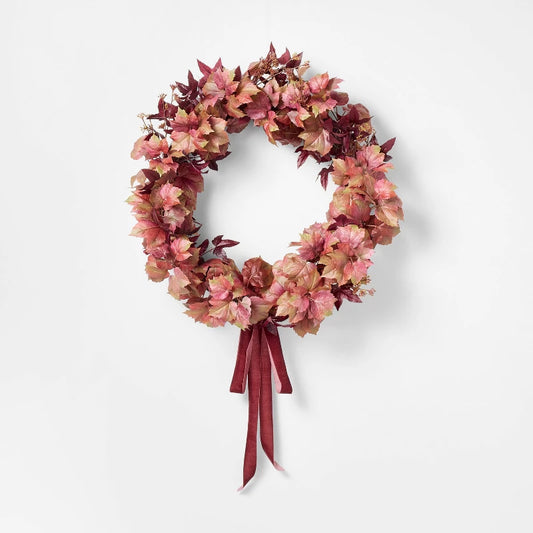 30" XL Mixed Leaf Artificial Wreath Red - Threshold designed with Studio McGee