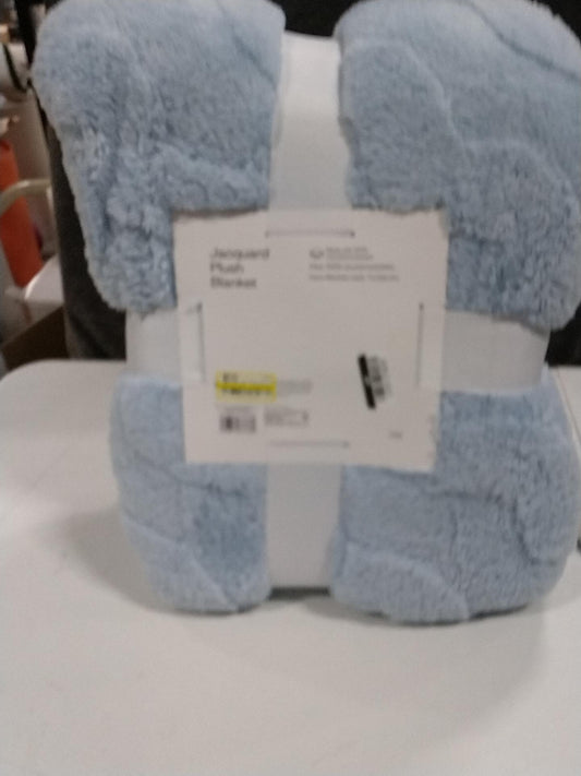 Full/Queen Wavy Jacquard Plush Blanket Light Blue - Room Essentials