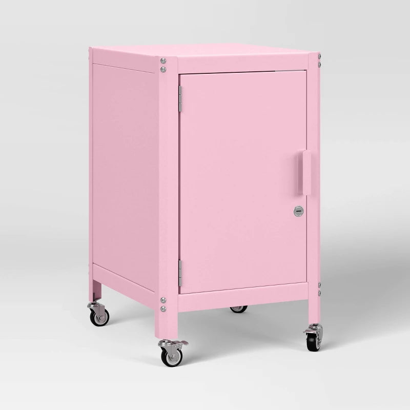 Metal Rolling Dorm Locker Cabinet Pink - Room Essentials Fully Assembled