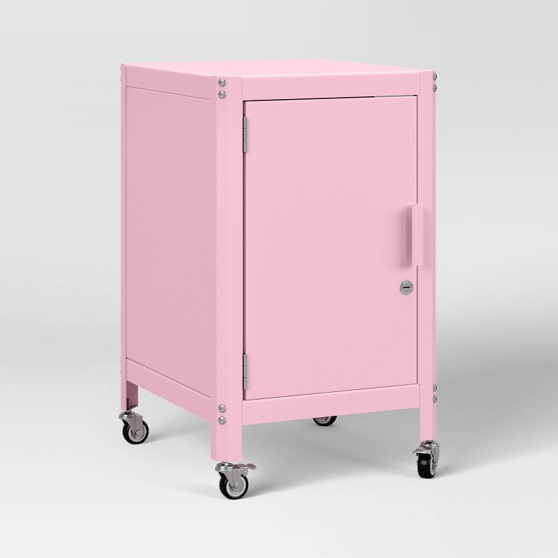 Metal Rolling Dorm Locker Cabinet Pink - Room Essentials Fully Assembled