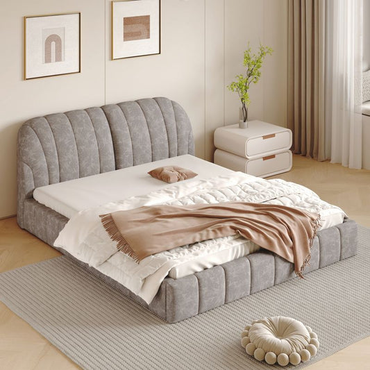 Queen Size Upholstered Platform Bed With Soft Thick Headboard, Gray 4b - Modernluxe : Target