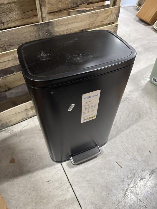 45L Rectangular Black Stainless Step Trash Can - Brightroom