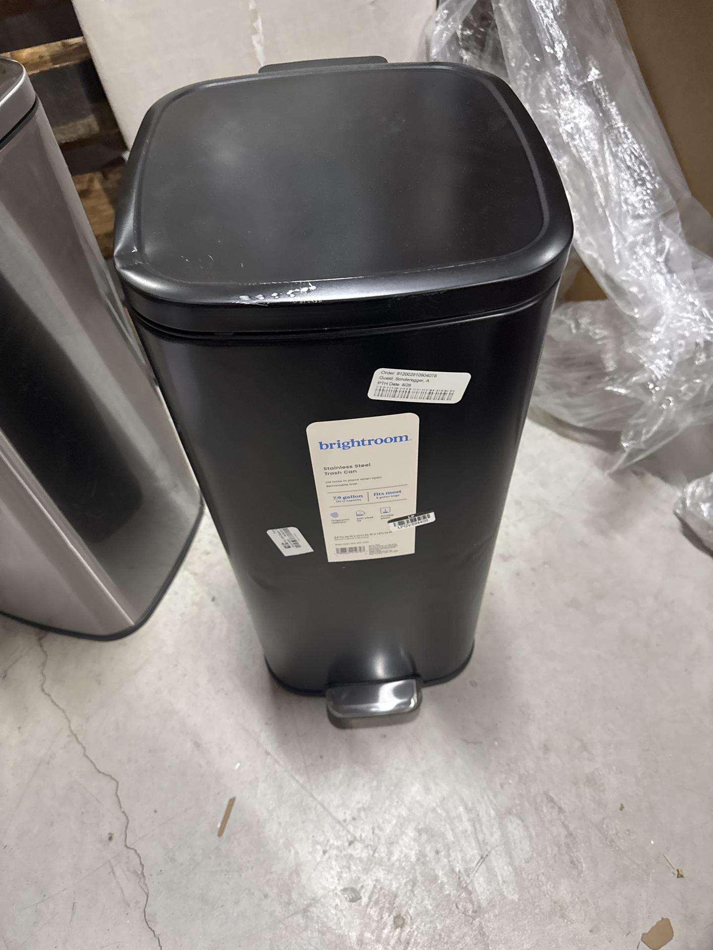 30L Soft Square Step Trash Can Black - Brightroom